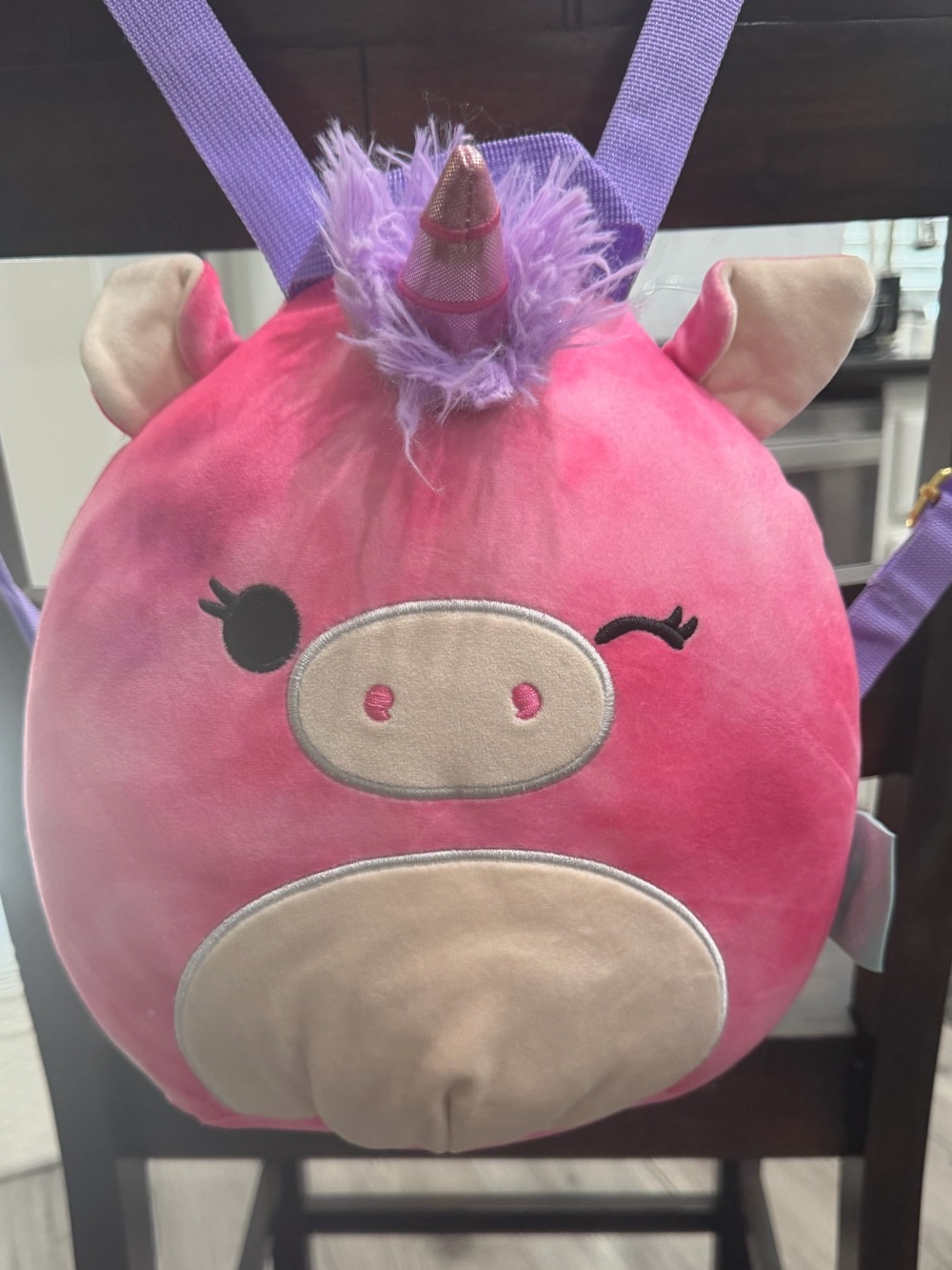 Squishmallows Lola the Unicorn 10” Plush Backpack – Pink Tie Dye (EUC)